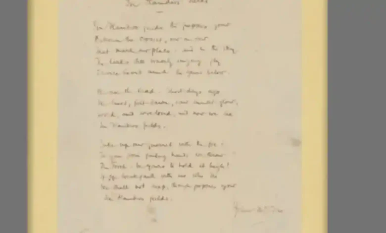 نسخه‌های خطی شعر In Flanders Fields